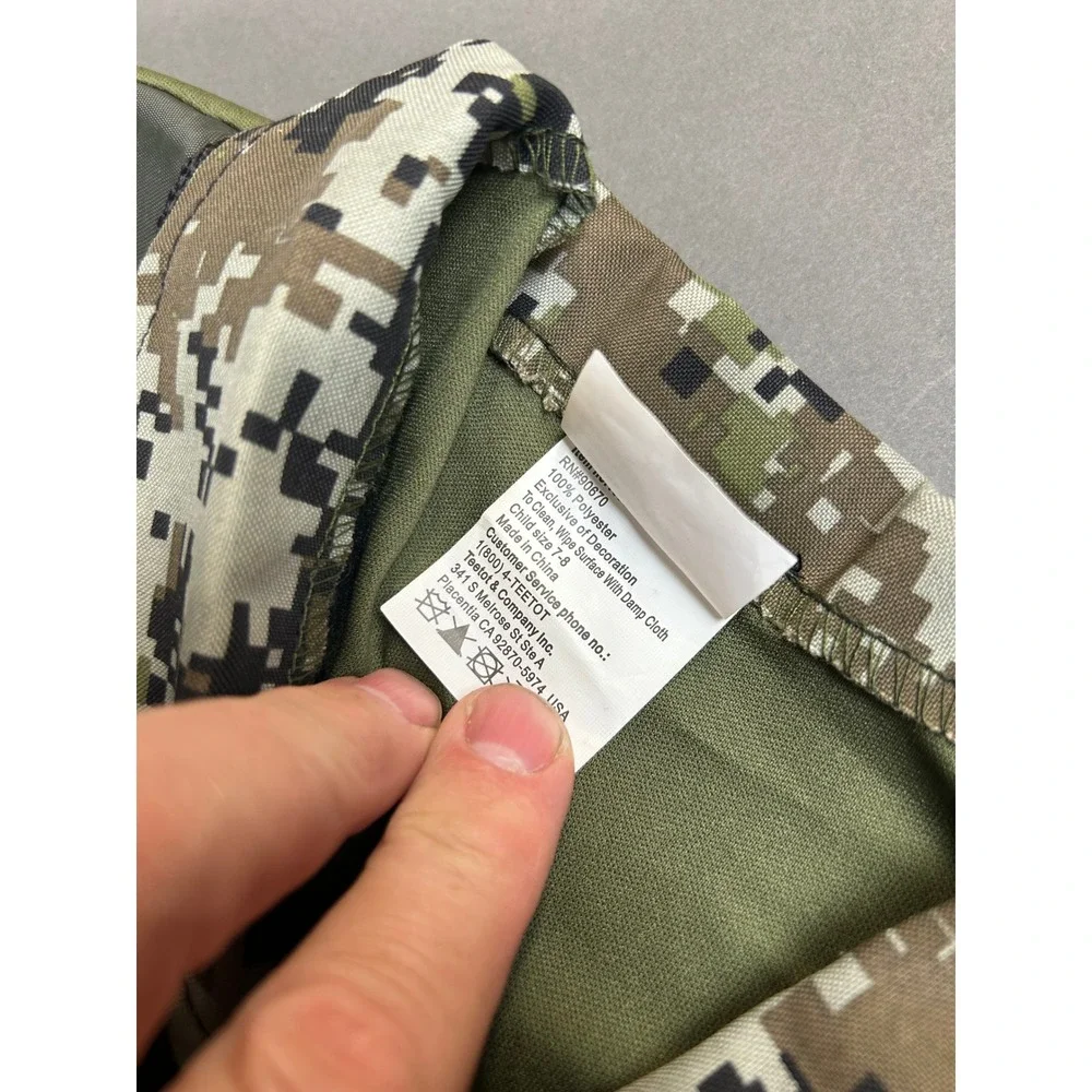 Teetot Special Forces Soldier Costume Kids Size 7-8 Digital Camo Jumpsuit Vest
